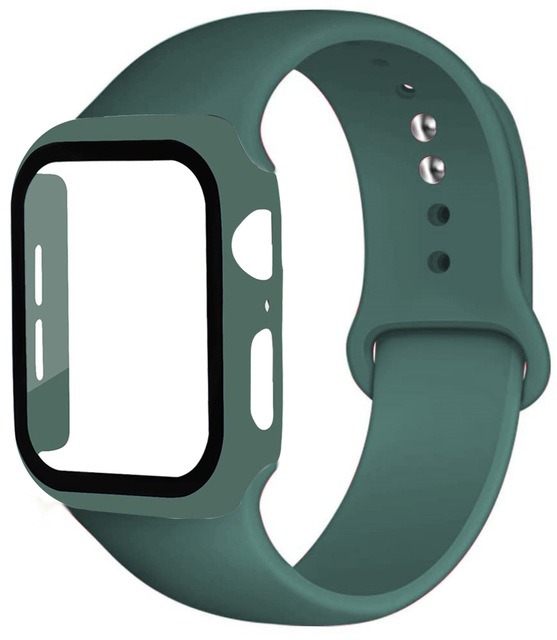 3v1 Ochranné púzdro + Silikonový remienok pre Apple Watch Farba: Tmavo zelená, Veľkosť Apple Watch: 44MM
