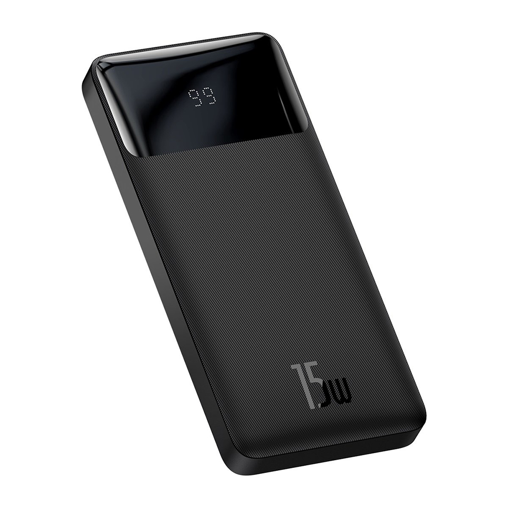 Baseus Power banka Bipow (PPBD050001) - digitálny displej 2xUSB QC3.0, USB-C 10000mAh 15W + kábel Micro-USB 0,25m - čierna KF2311981
