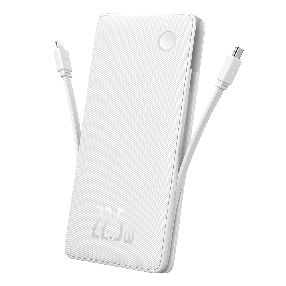 Baseus - Power Bank Airpow Air Lite (P10067501213-00) - USB, Type-C, Dual Cable USB-C, Lightning, 22.5W, 10000mAh - White KF2332423