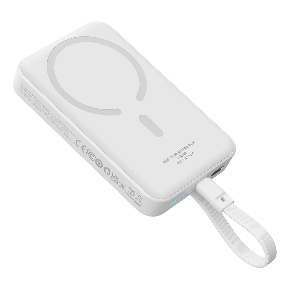 Baseus - Power Bank Magnetic Mini (P1002210B223-00) - MagSafe, 2x USB-C, Lightning, 30W, 10000mAh - White KF2332523