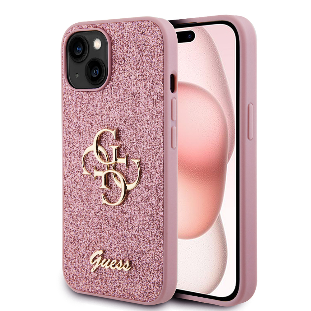 Guess - Glitter Script Big 4G (GUHCP15SHG4SGP) - iPhone 15 - Pink KF2339849