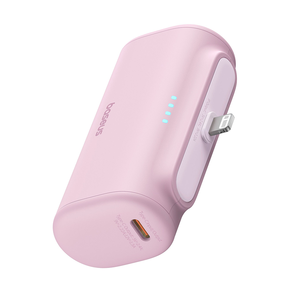 Baseus - Power Bank (P10068307413-00) - Lightning, Compact Design, 20W, 5000mAh, with Cable Type-C - Baby Pink KF2344301