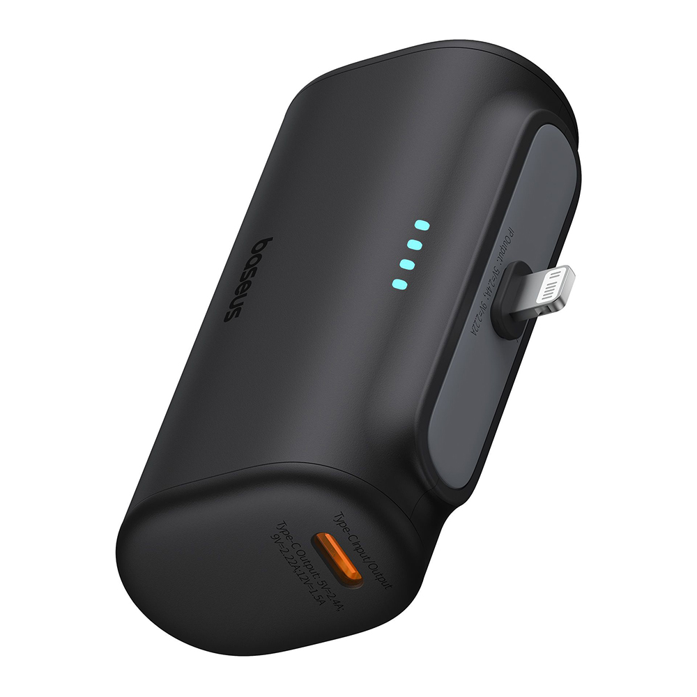 Baseus - Power Bank (P10068307113-00) - Lightning, Compact Design, 20W, 5000mAh, with Cable Type-C - Black KF2344302