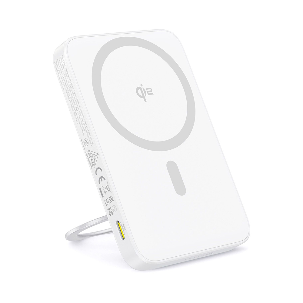 Baseus - Power Bank PicoGo (P10076800213-01) - Type-C, Qi2, Fast Charging, 20W, 5000mAh, Rotable Stand, Cable Type-C - White KF2344371
