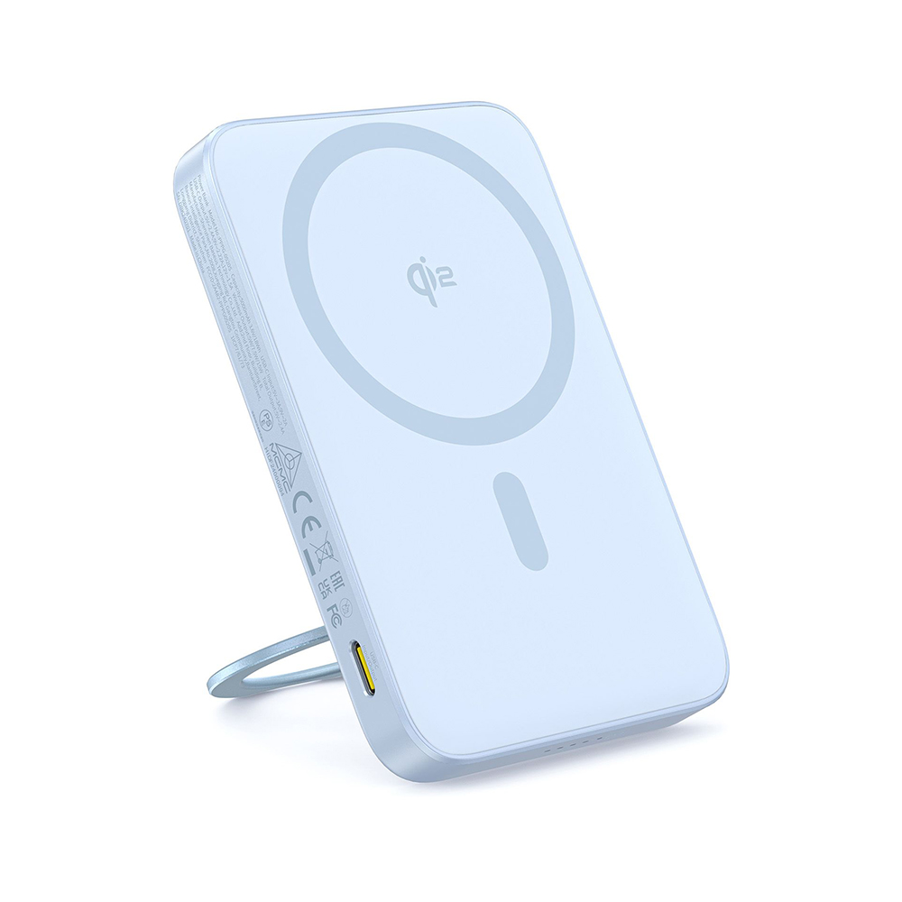 Baseus - Power Bank PicoGo (P10076800313-00) - Type-C, Qi2, Fast Charging, 20W, 5000mAh, Rotable Stand, Cable Type-C - Blue KF2344372