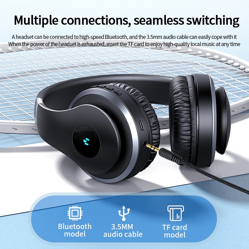 Bomba Štýlové Bluetooth slúchadlá na uši BT 5.1 BH618 Farba: Čierna