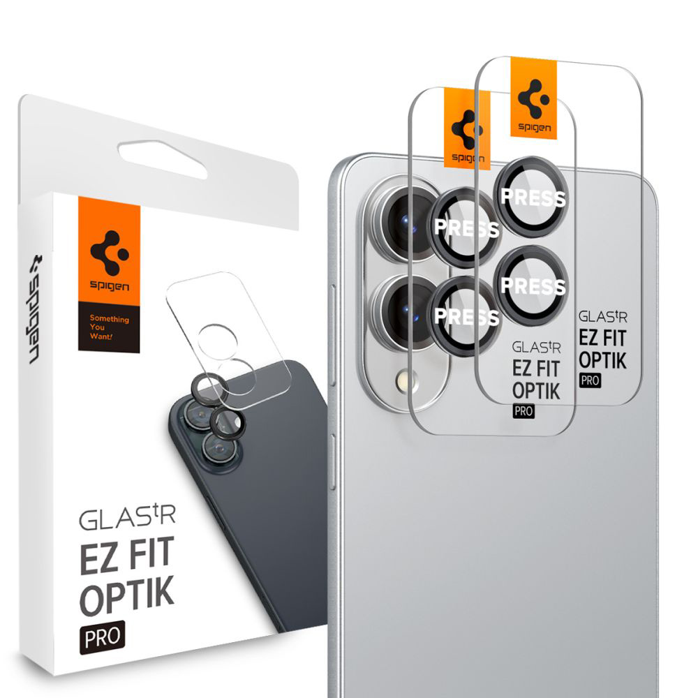 Spigen - Optik.tR EZ Fit Pro Camera Glass (2 pack) - Samsung Galaxy S25 Edge - Black KF2349197