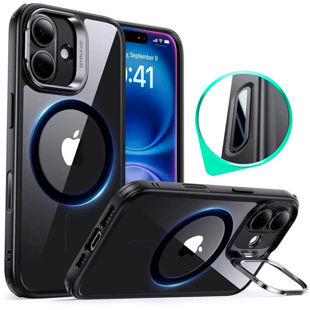 ESR - Classic Hybrid HaloLock Kickstand - iPhone 16 - Clear Black KF2349032