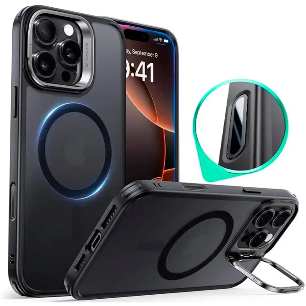 ESR - Classic Hybrid HaloLock Kickstand - iPhone 16 Pro Max - Frosted Black KF2349037