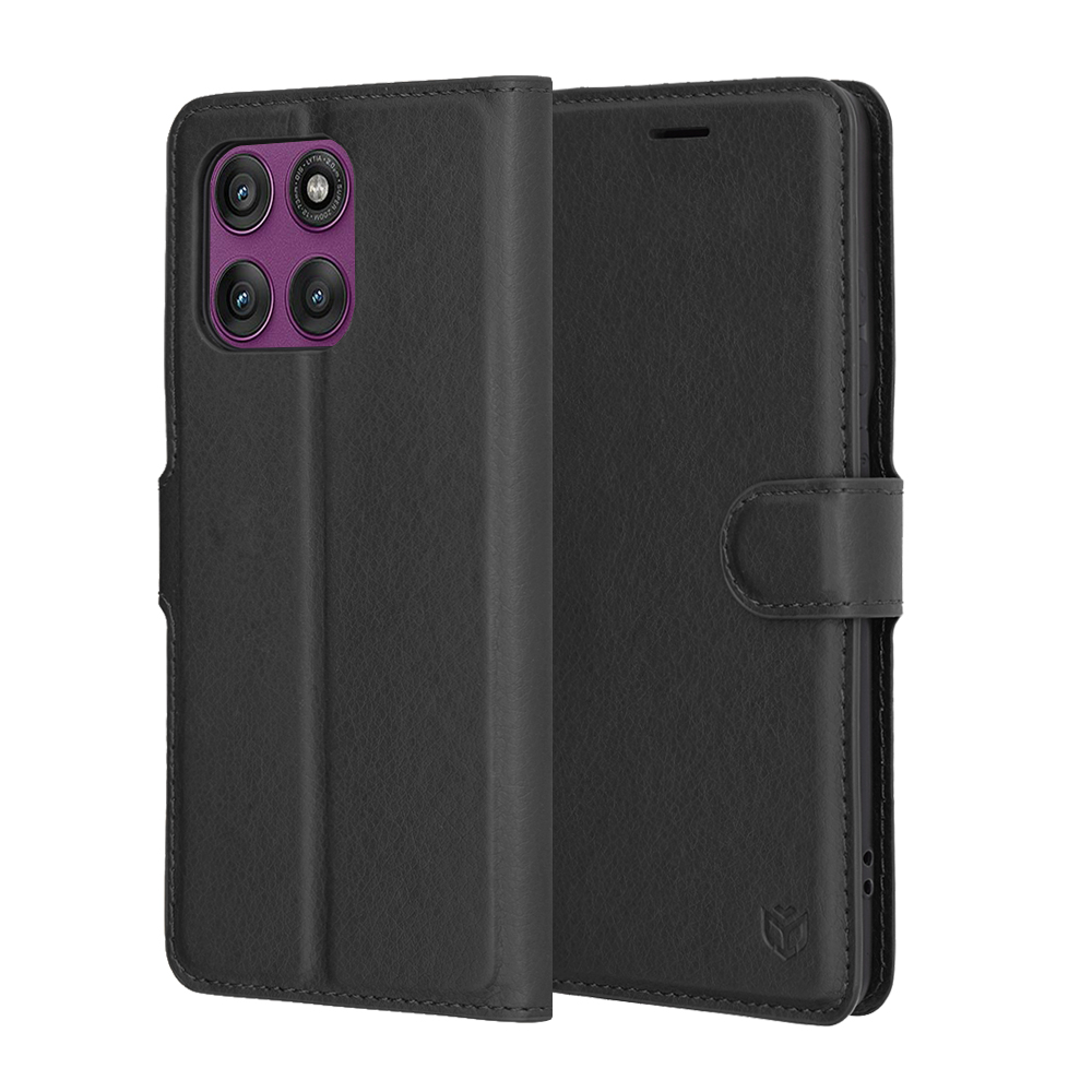 Techsuit - Leather Folio kožené puzdro na Motorola Edge 60 Pro - čierne KF2348598
