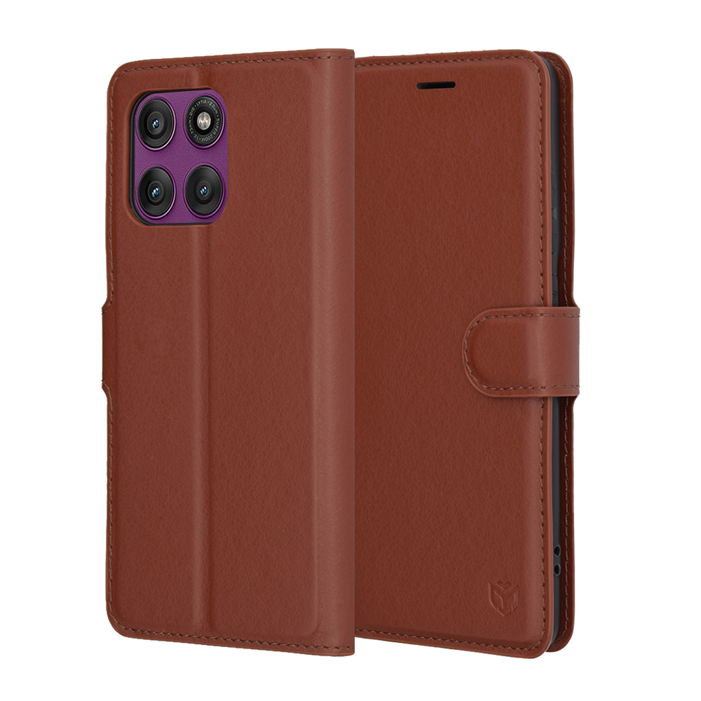 Techsuit - Leather Folio kožené puzdro na Motorola Edge 60 Pro - hnedé KF2348599