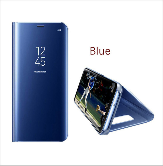 Bomba Zrkadlový silikónový otvárací obal pre Samsung - modrý Model Samsung: Galaxy A6 Plus (2018)