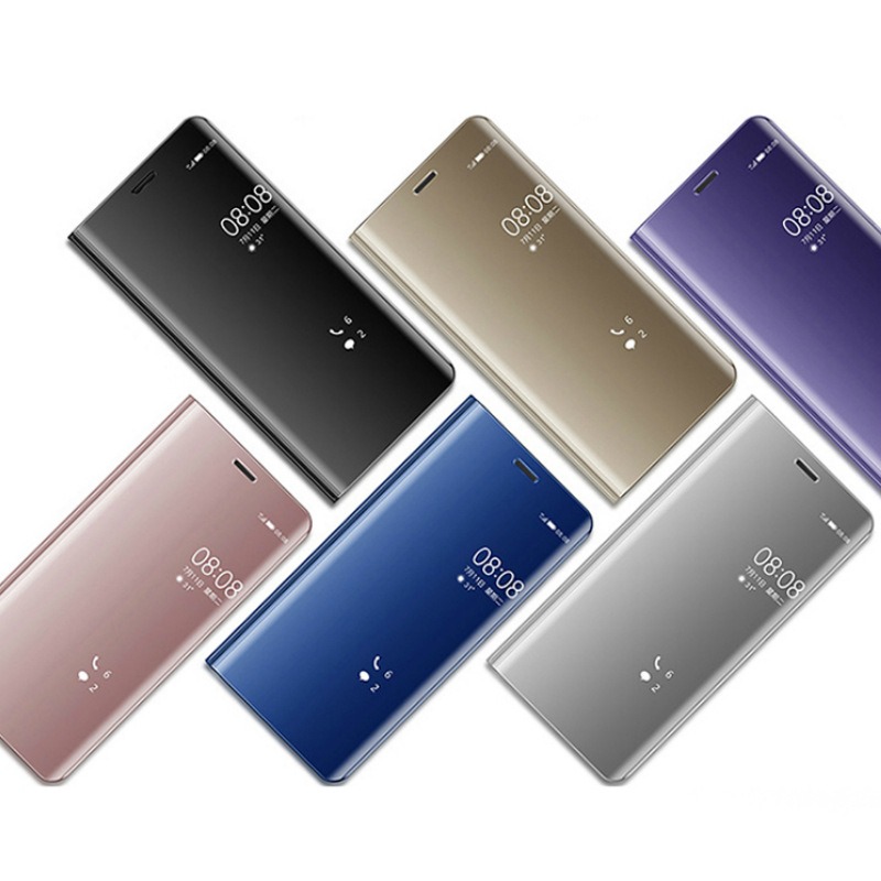 Bomba Zrkadlový silikónový otvárací obal pre Samsung - modrý Model Samsung: Galaxy A6 Plus (2018)