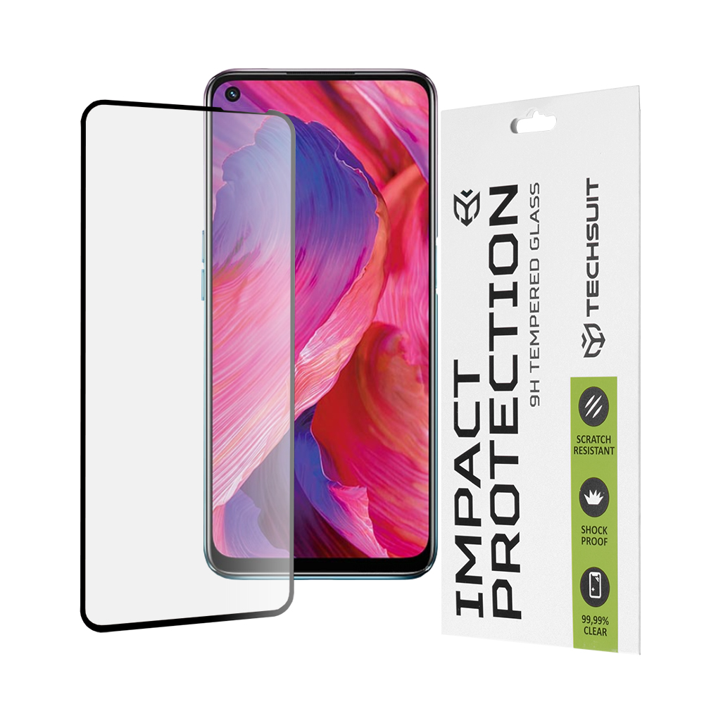 Techsuit – 111D Full Cover tvrdené sklo s celoplošným lepením na Oppo A54 5G / A74 5G / OnePlus Nord N200 5G – čierne KF235956