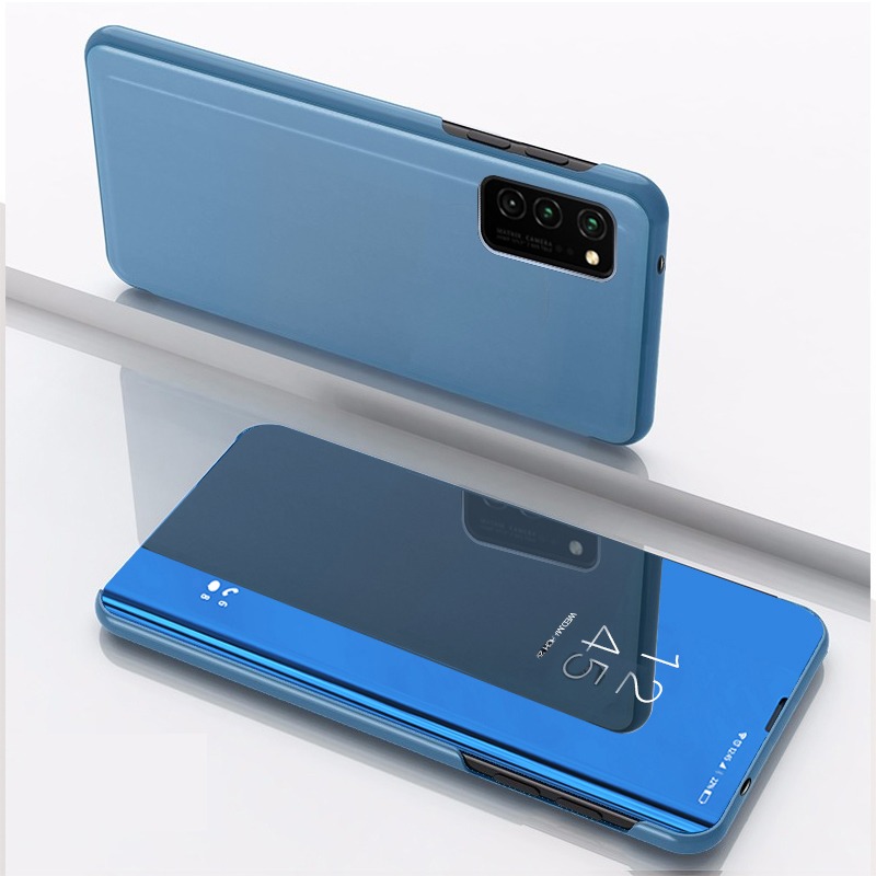 Bomba Zrkadlový silikónový otvárací obal pre Samsung - modrý Model Samsung: Galaxy A6 Plus (2018)