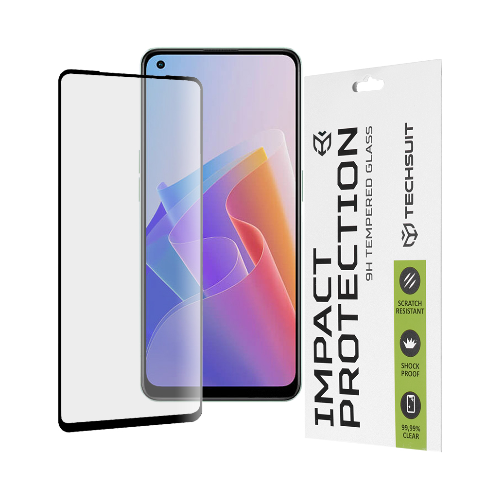 Techsuit – 111D Full Cover tvrdené sklo s celoplošným lepením na Oppo Reno7 4G / Reno7 Lite / Reno8 Lite / OnePlus Nord N20 5G – čierne KF239451