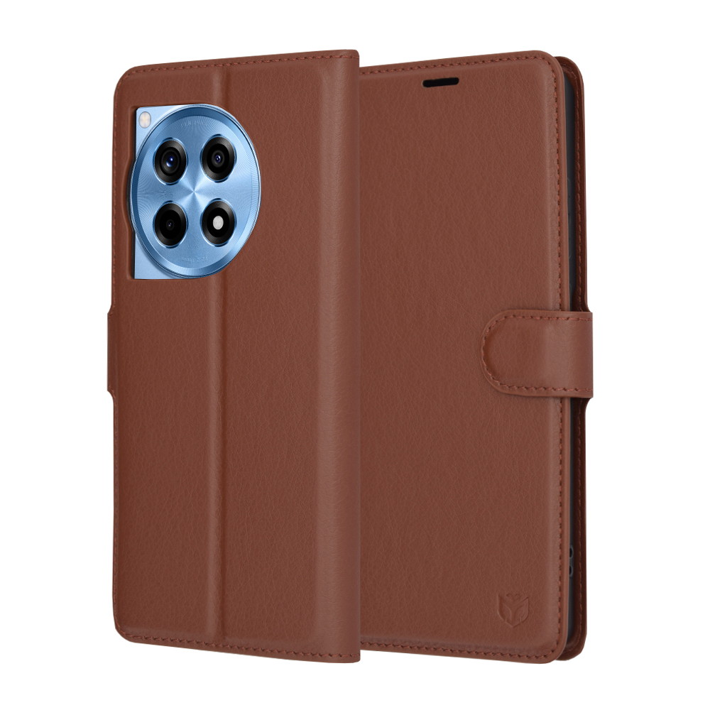 Techsuit – Leather Folio puzdro na OnePlus 12R – hnedé KF2323674