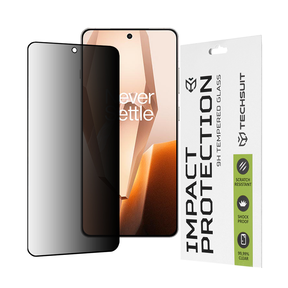 Techsuit – 111D Privacy ochranné sklo s celoplošným lepením na OnePlus 13R – čierne KF2346170