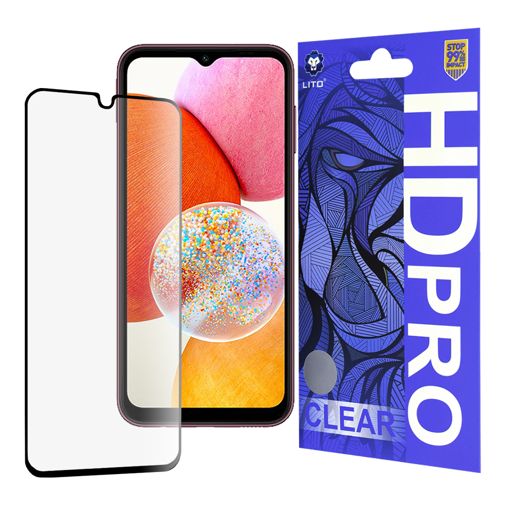 Lito – HD Pro Clear ochranné sklo na Samsung Galaxy A14 4G / A14 5G – čierny KF2348577