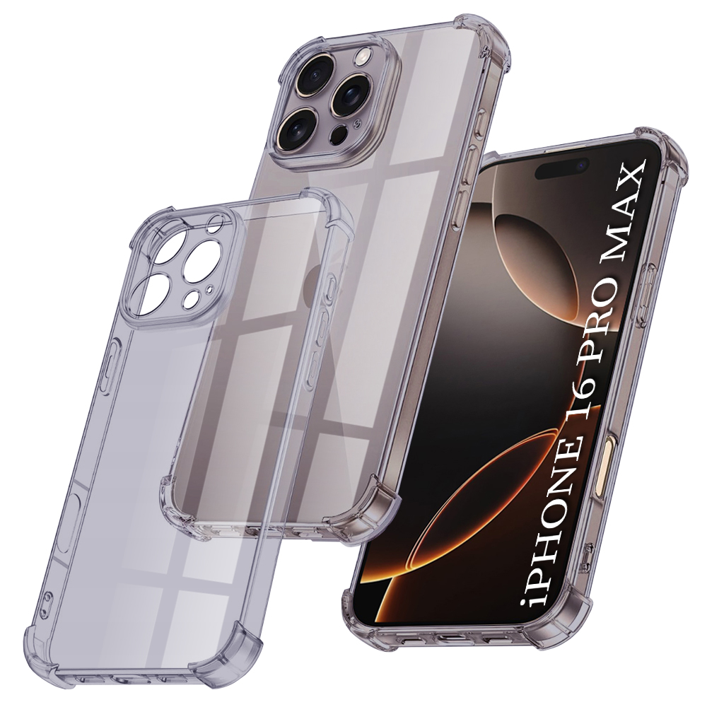 Techsuit - Shockproof Clear Silicone - iPhone 16 Pro Max - Smoke Black KF2351276
