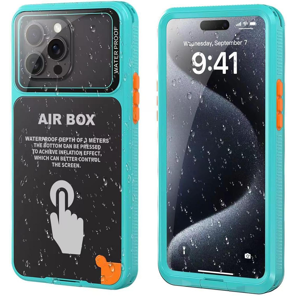 ShellBox - AirBox Waterproof IP68 vodotesné puzdro pre iPhone 12 / 12 Pro / 13 / 13 Pro / 14 / 14 Pro / 15 / 15 Pro / 16 (6,1") - modré KF2351709