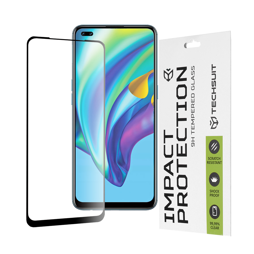 Techsuit - 111D Full Cover / Full Glue Glass - Oppo Reno4 Lite - Black KF235645