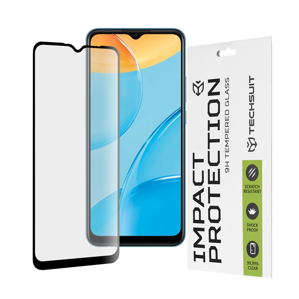Techsuit - 111D Full Cover / Full Glue Glass - Oppo A15 / A15s / A16 / A16s / A54s - Black KF235643