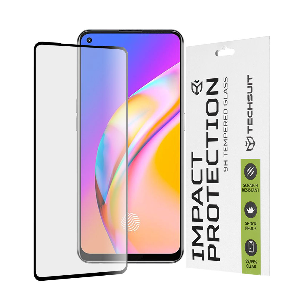 Techsuit - 111D Full Cover/Full Glue Glass -Oppo A74 4G/A94/A95/Find X5 Lite/Reno5 Lite/Z/Reno7 5G/Realme 9 4G/9 Pro+ - Black KF239757