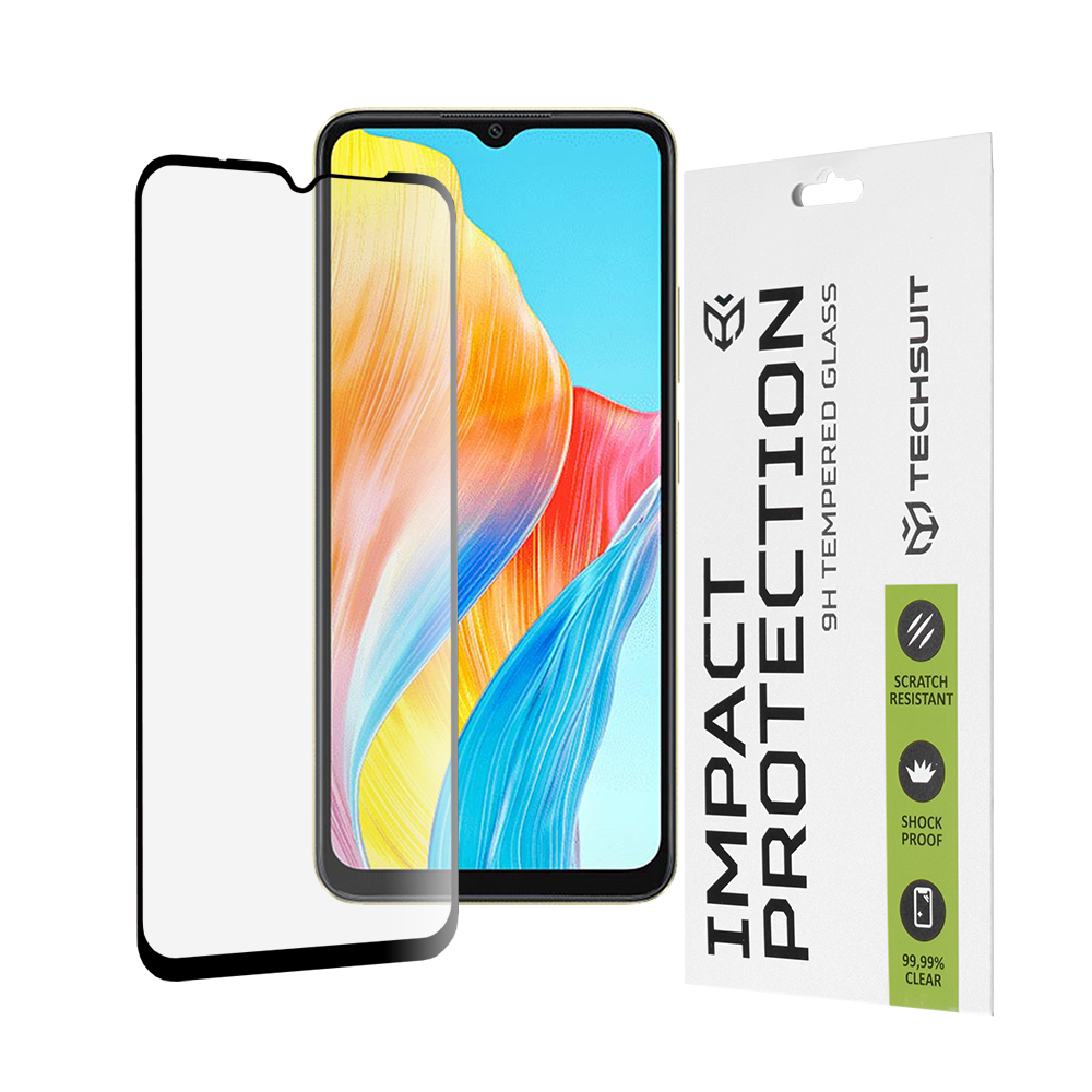 Techsuit - 111D Full Cover / Full Glue Glass - Oppo A38 / A18 - Black KF2314875