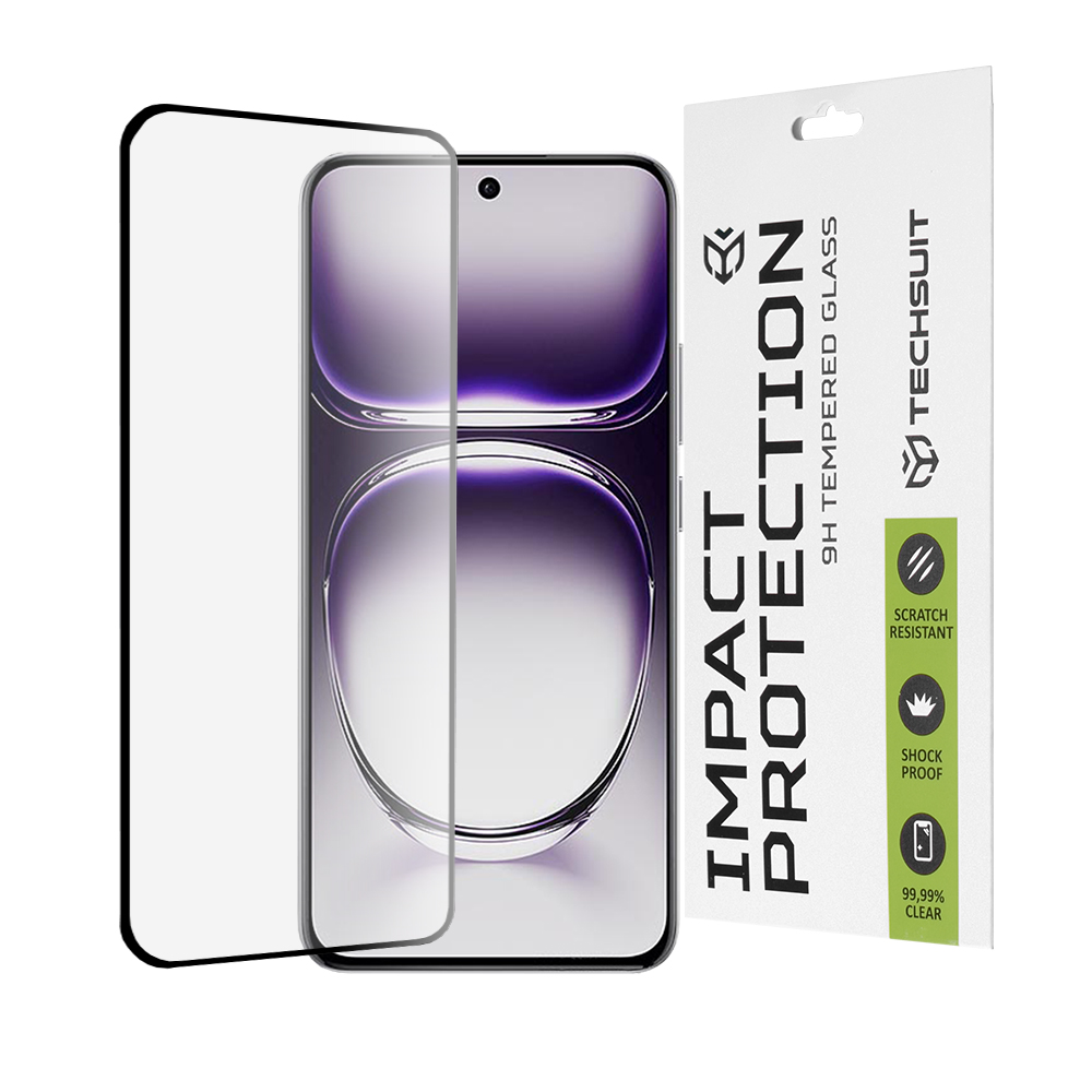 Techsuit - 111D Full Cover / Full Glue Glass / 3D Curved Screen - Oppo Reno12 - Black KF2334798