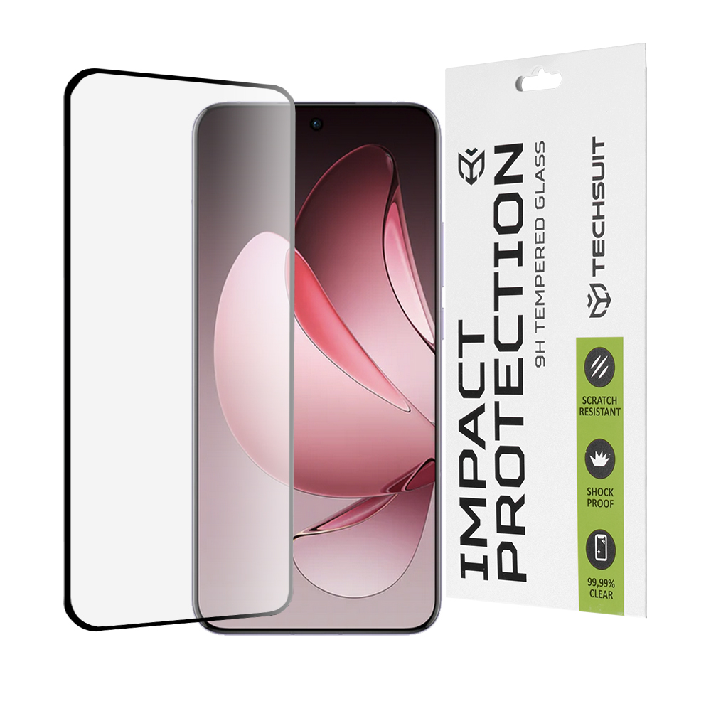 Techsuit - 111D Full Cover / Full Glue Glass / 3D Curved Screen - Oppo Reno13 Pro - Black KF2345774