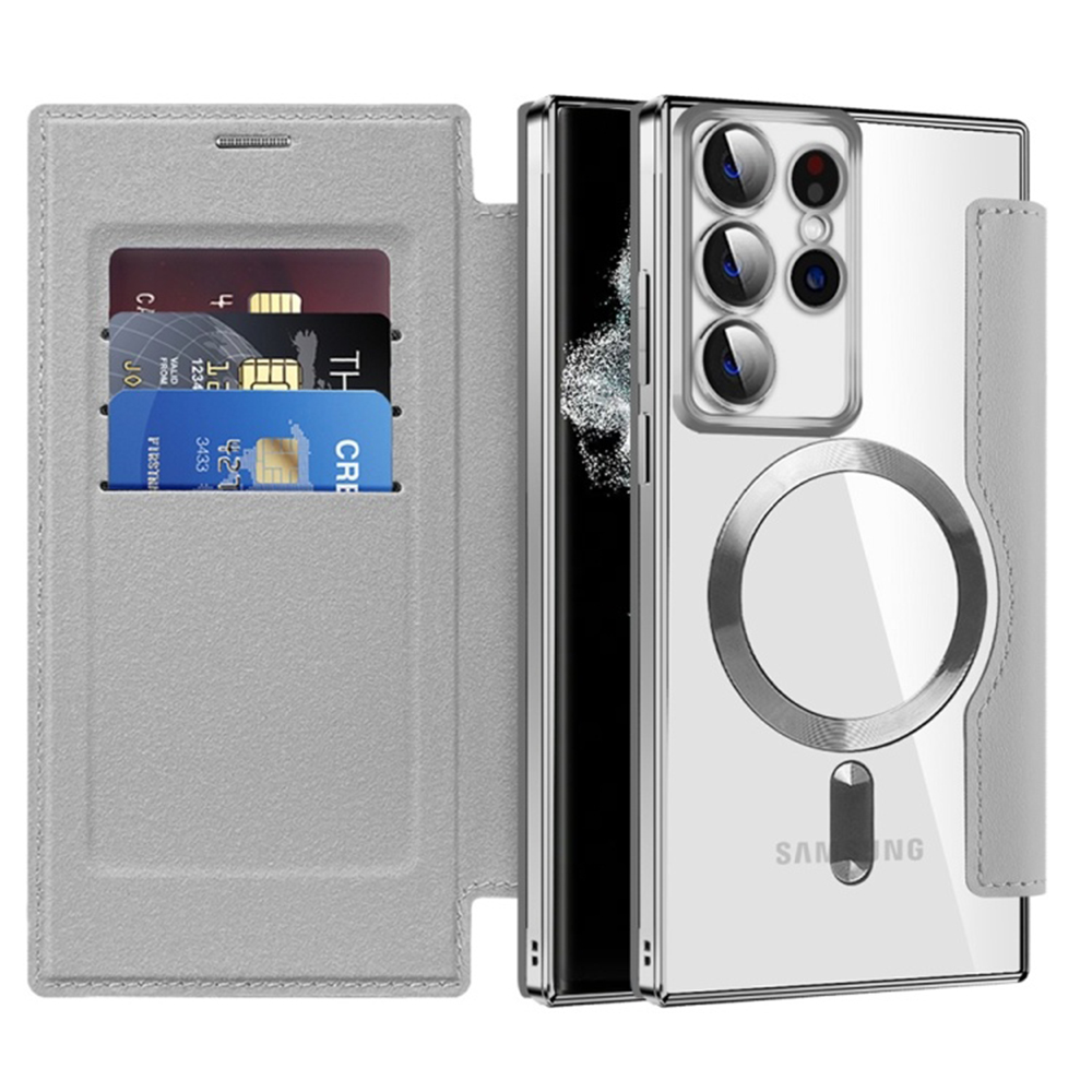 Techsuit - SmartMag Book puzdro na Samsung Galaxy S22 Ultra 5G - sivé KF2351928