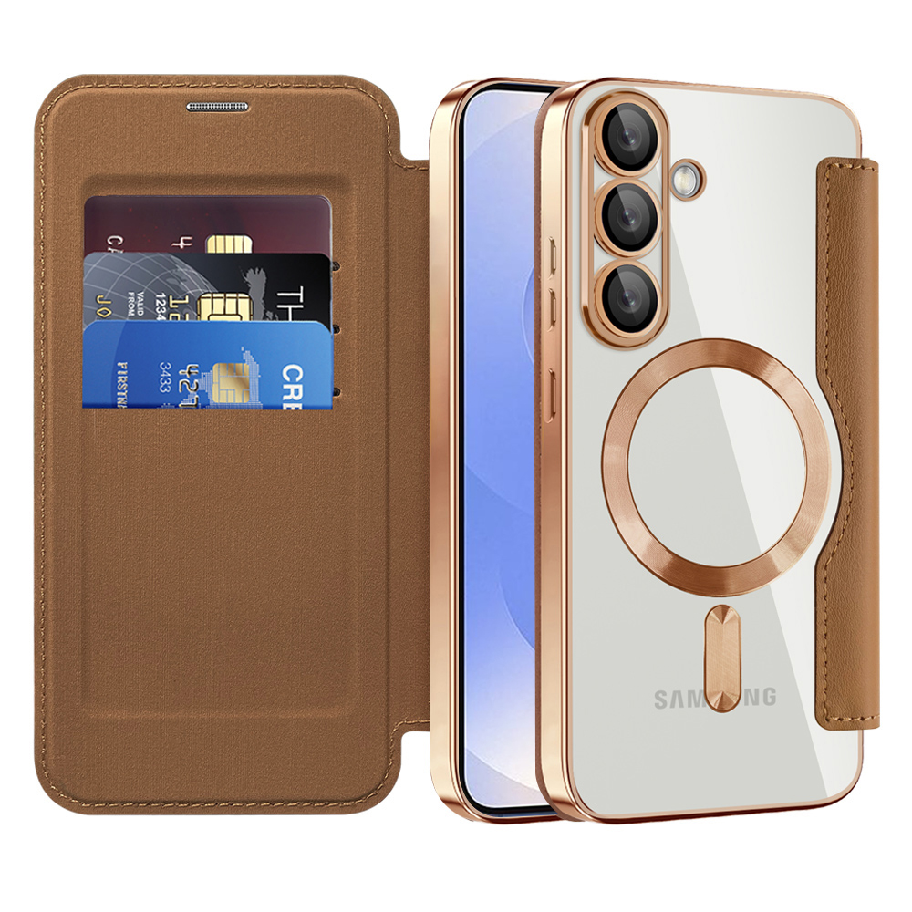 Techsuit - SmartMag Book Case - Samsung Galaxy S25 - Brown KF2352052