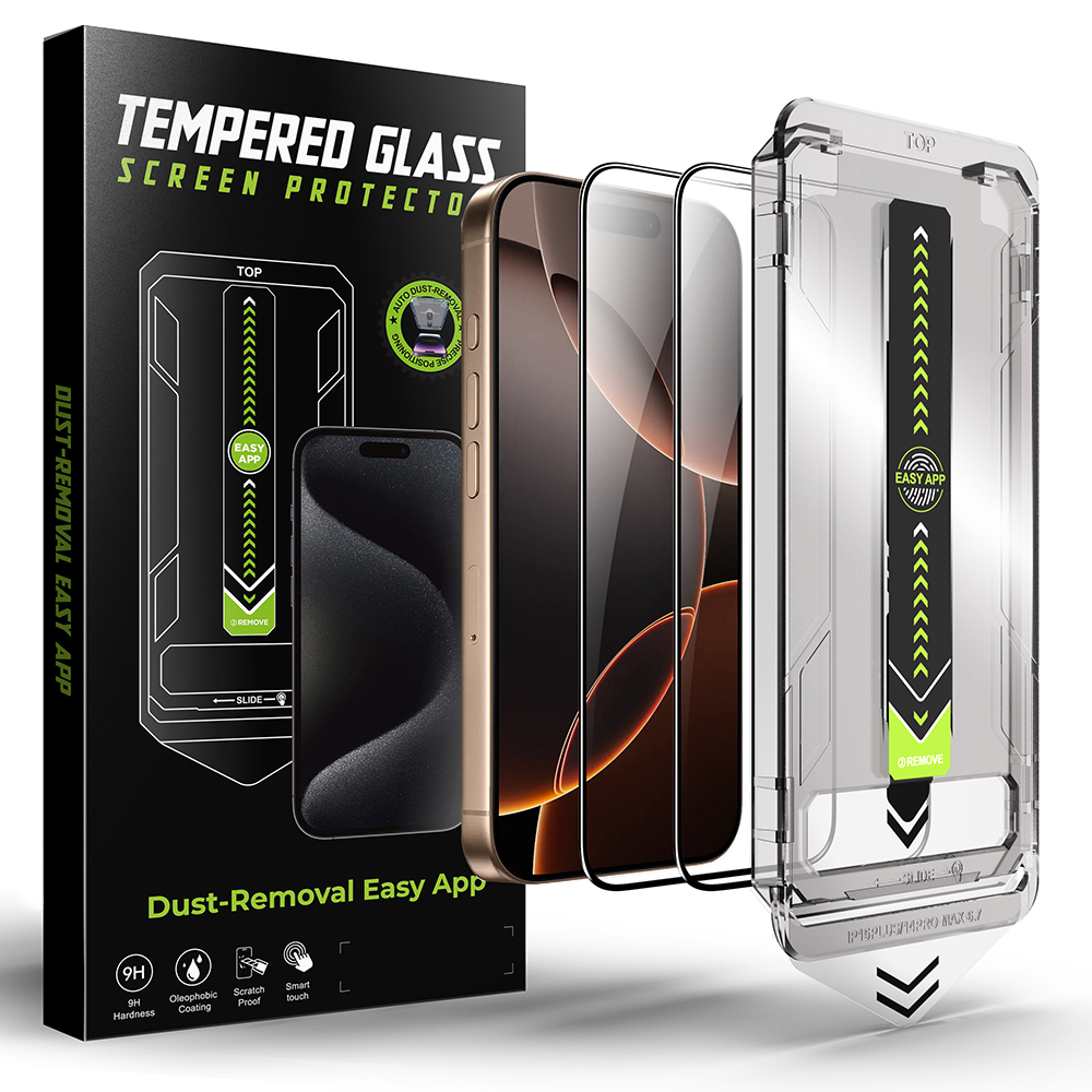 Techsuit - TitanGlass FullCover ochranné sklo (2 ks) pre iPhone 13 / iPhone 13 Pro / iPhone 14 / iPhone 16e - čierne KF2349477
