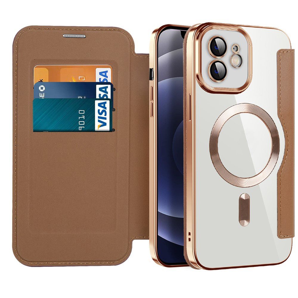 Techsuit - SmartMag Book puzdro na iPhone 12 - hnedé KF2351724