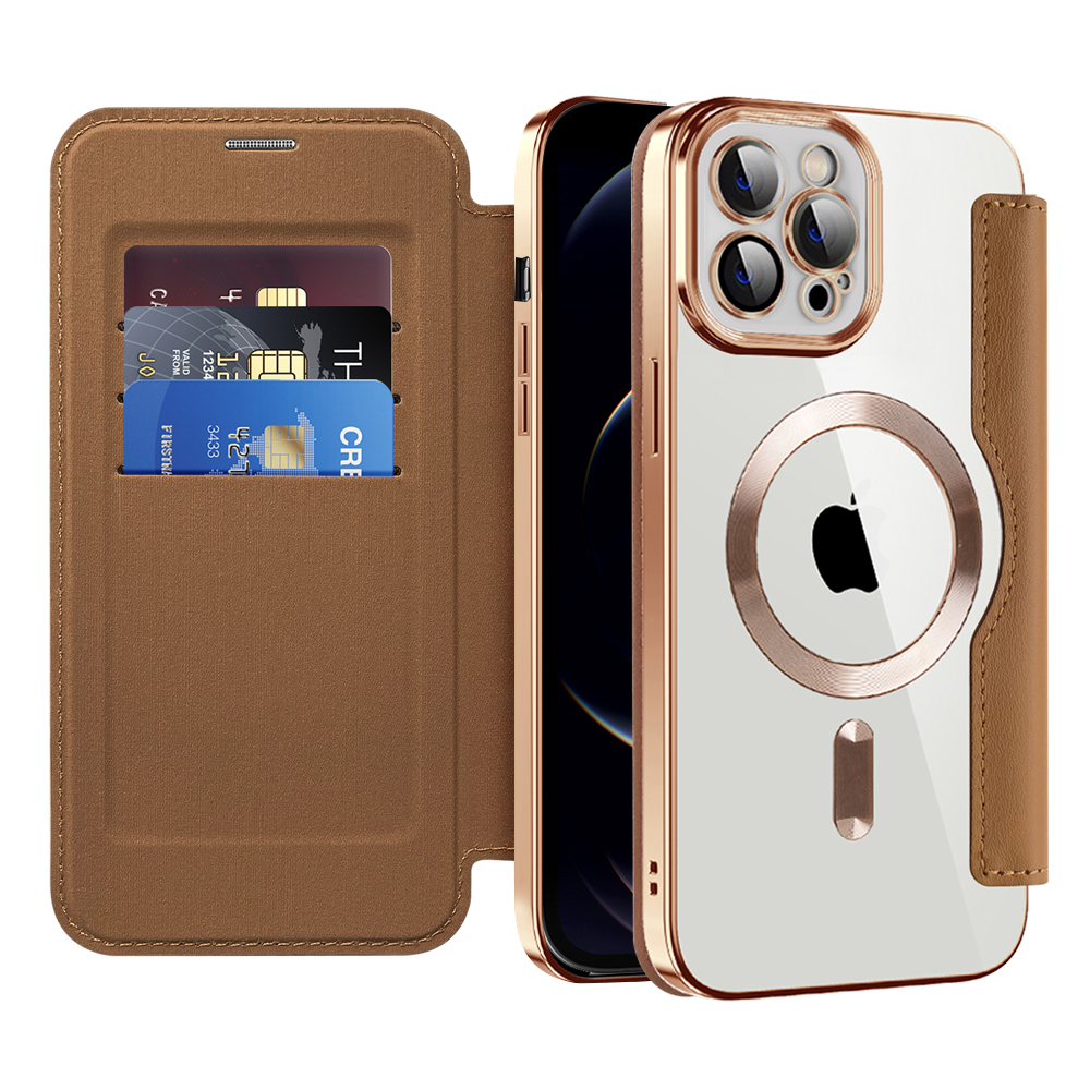 Techsuit - SmartMag Book puzdro na iPhone 12 Pro - hnedé KF2351740
