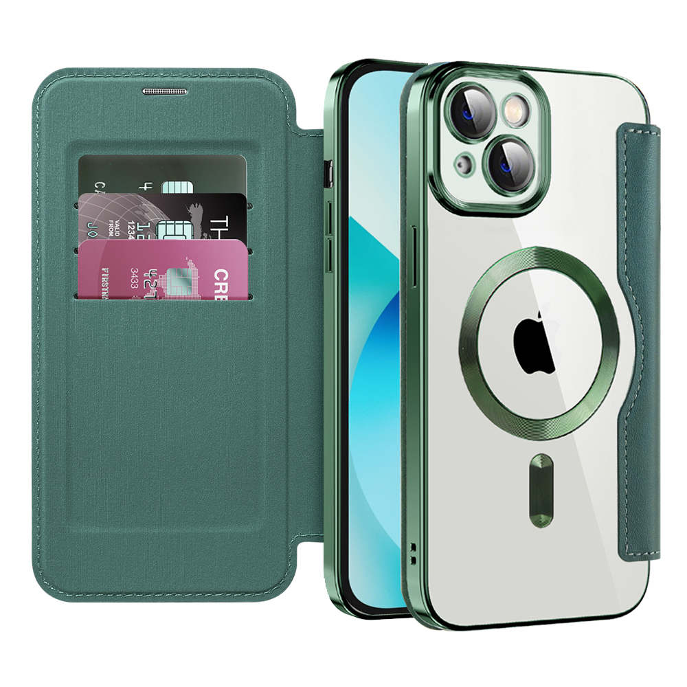 Techsuit - SmartMag Book puzdro na iPhone 13 - zelené KF2351757
