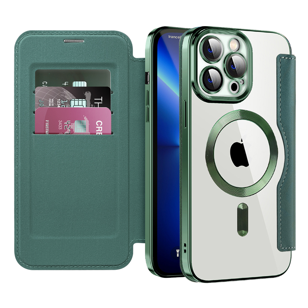 Techsuit - SmartMag Book puzdro na iPhone 13 Pro - zelené KF2351765