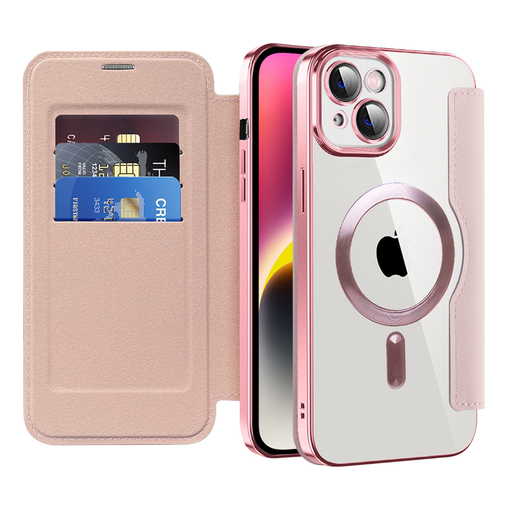 Techsuit - SmartMag Book puzdro na iPhone 14 - ružové KF2351779