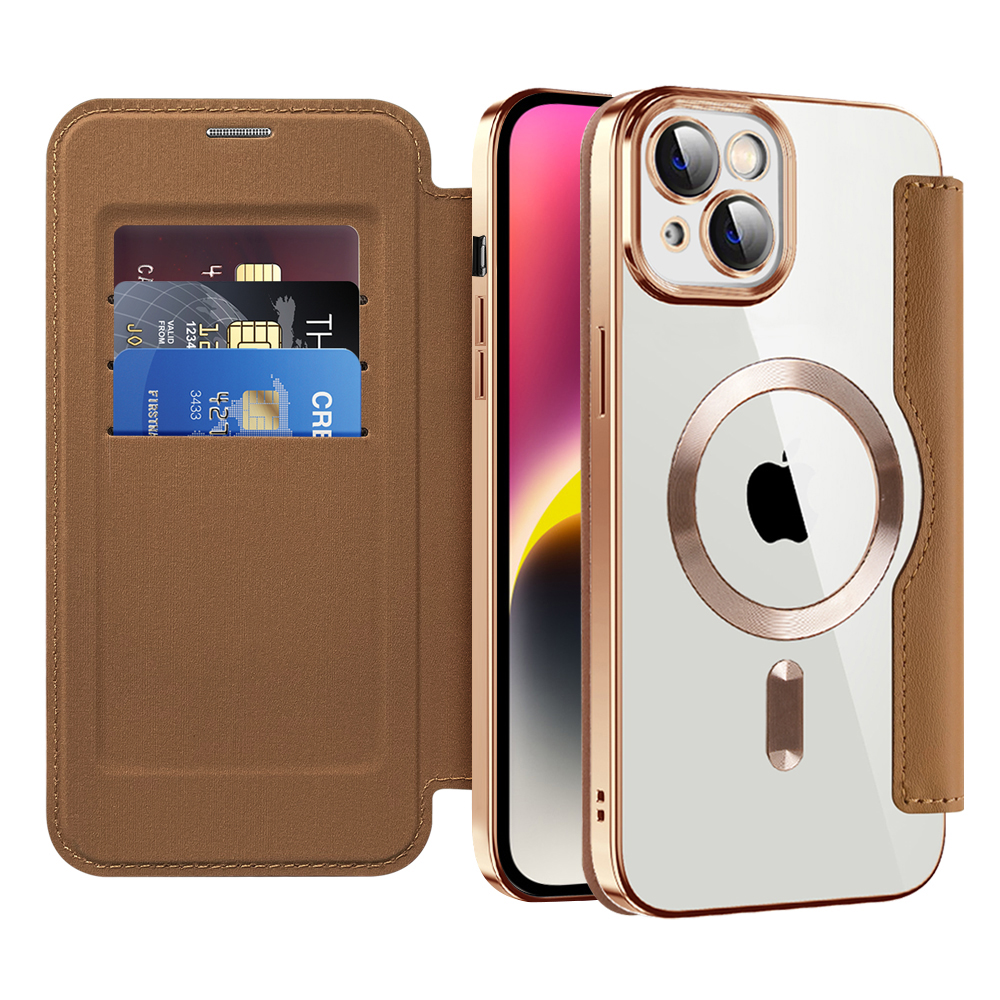 Techsuit - SmartMag Book puzdro na iPhone 14 - hnedé KF2351780