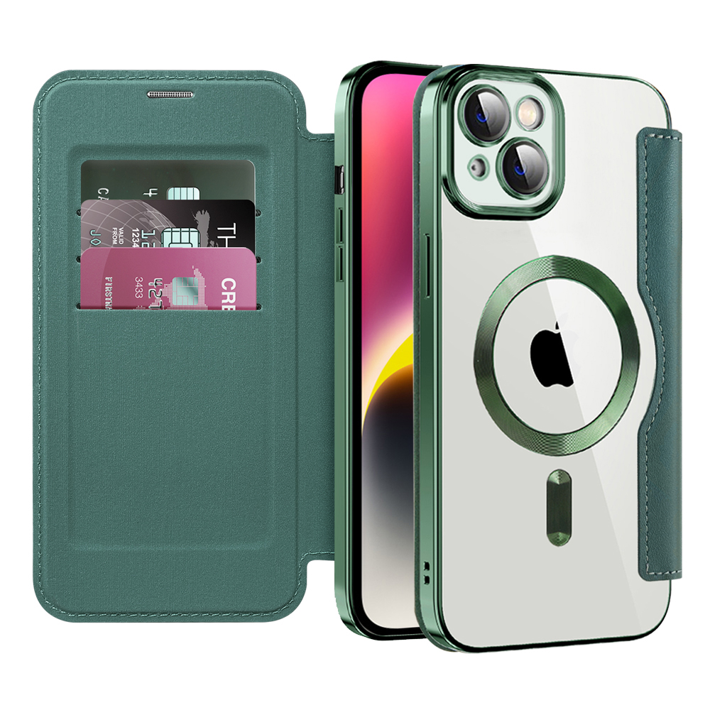 Techsuit - SmartMag Book puzdro na iPhone 14 - zelené KF2351781