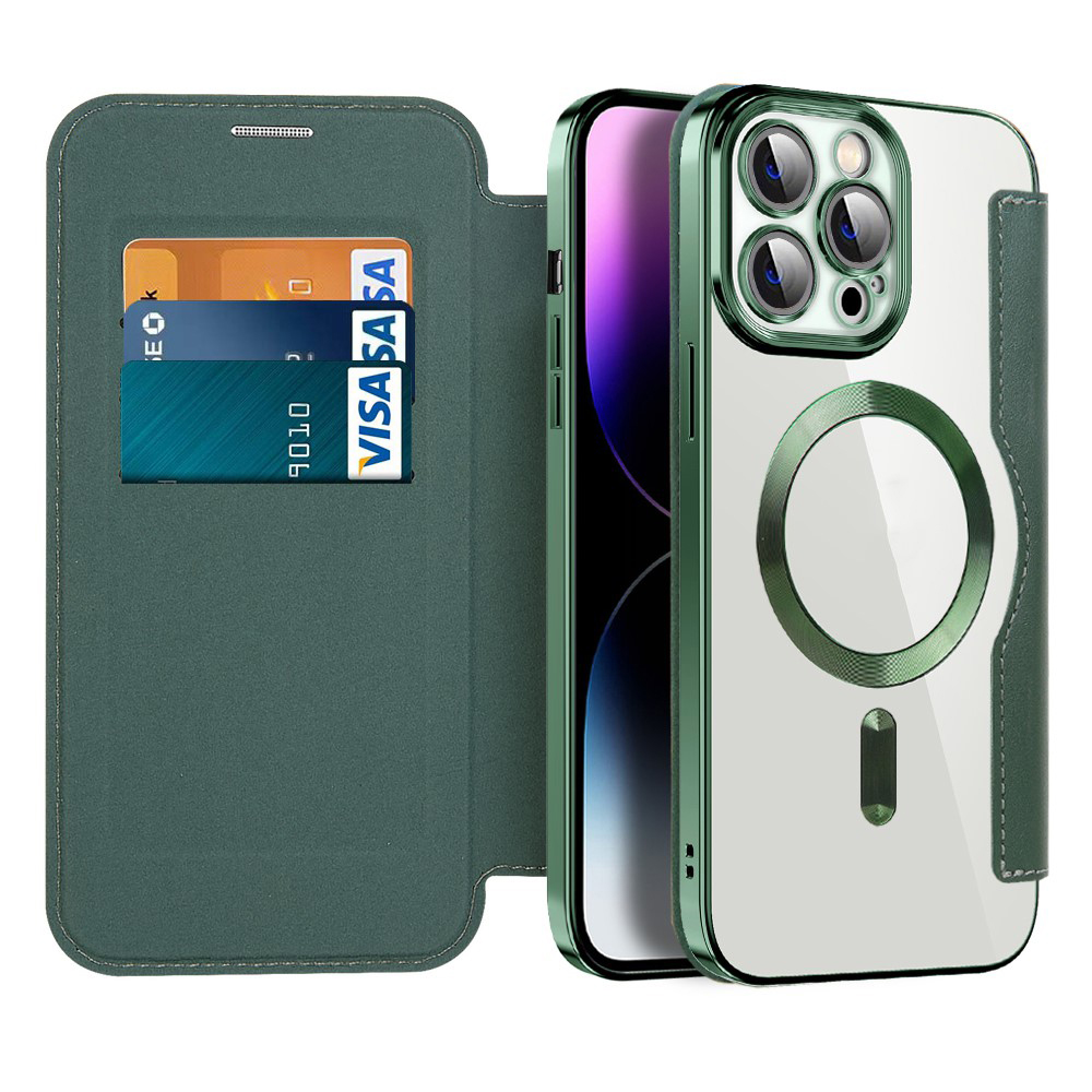 Techsuit - SmartMag Book puzdro na iPhone 14 Pro Max - zelené KF2351797