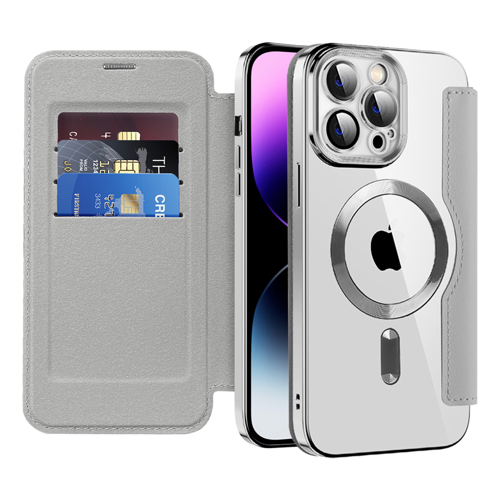 Techsuit - SmartMag Book puzdro na iPhone 14 Pro Max - sivé KF2351800
