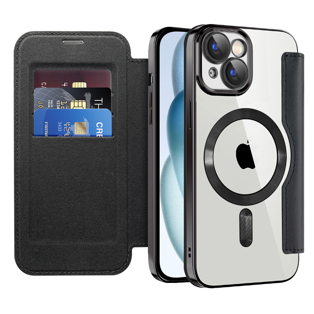 Techsuit - SmartMag Book puzdro na iPhone 15 - čierne KF2351802