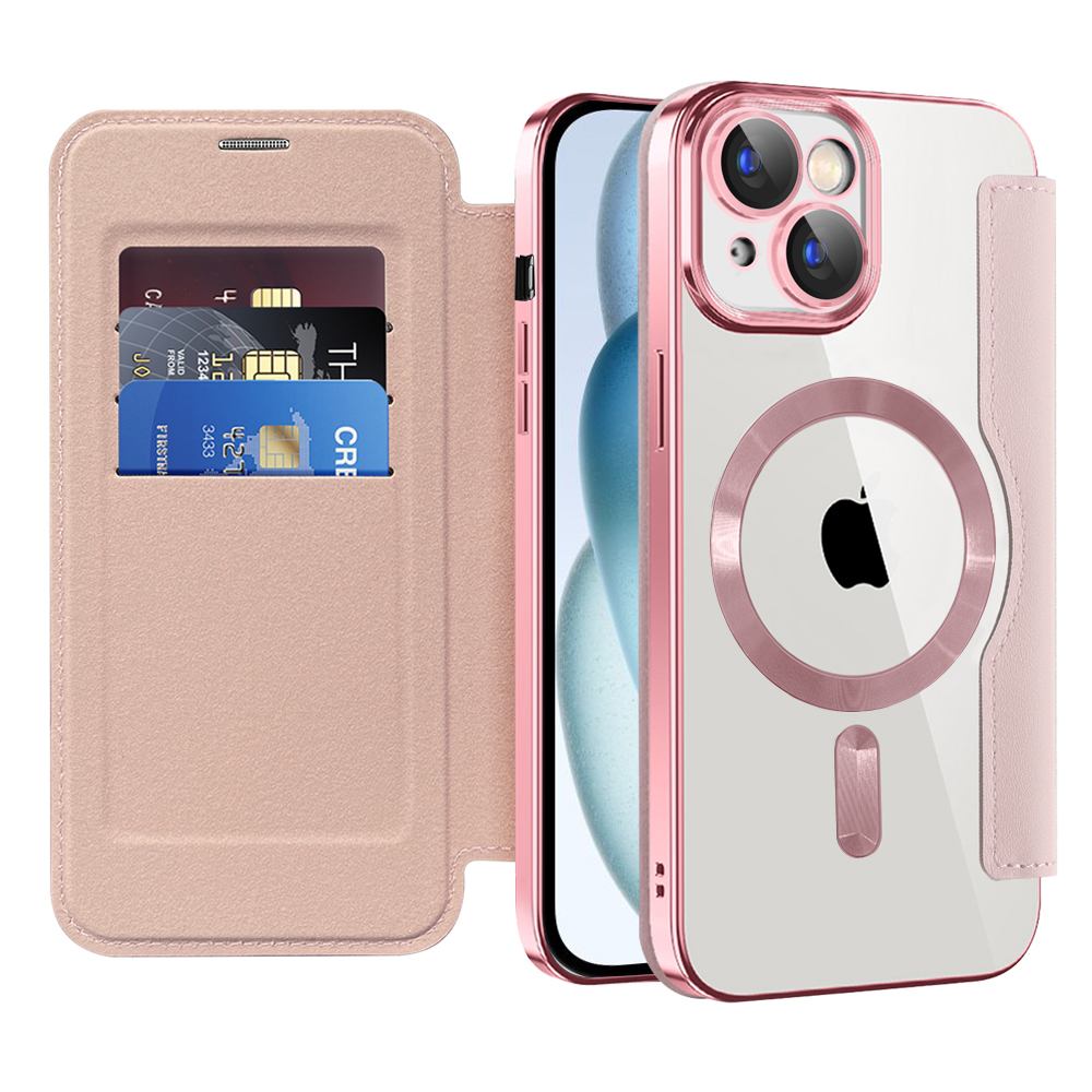 Techsuit - SmartMag Book puzdro na iPhone 15 - ružové KF2351803