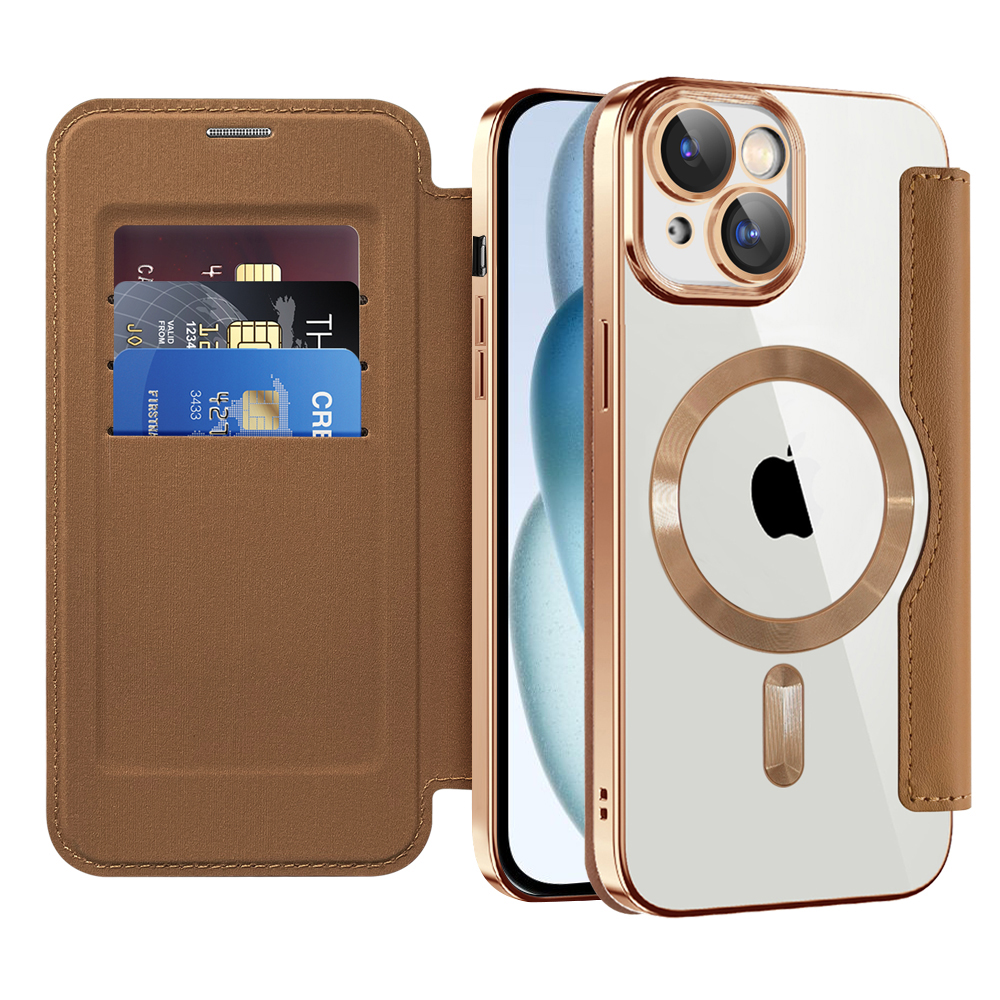Techsuit - SmartMag Book puzdro na iPhone 15 - hnedé KF2351804