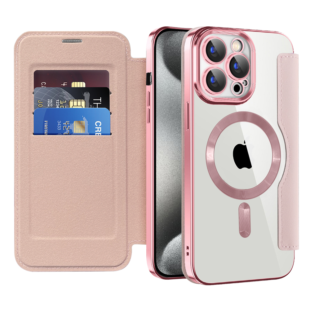 Techsuit - SmartMag Book puzdro na iPhone 15 Pro - ružové KF2351811