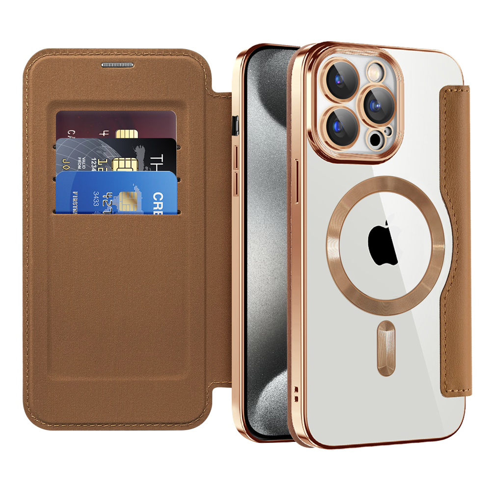 Techsuit - SmartMag Book puzdro na iPhone 15 Pro - hnedé KF2351812