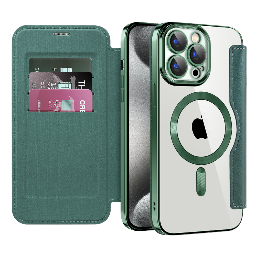 Techsuit - SmartMag Book puzdro na iPhone 15 Pro - zelené KF2351813