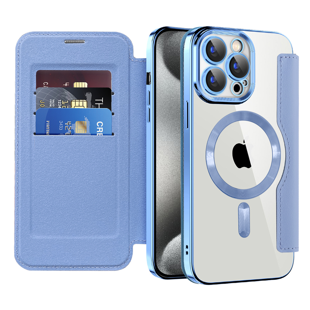 Techsuit - SmartMag Book puzdro na iPhone 15 Pro Max - svetlomodré KF2351831